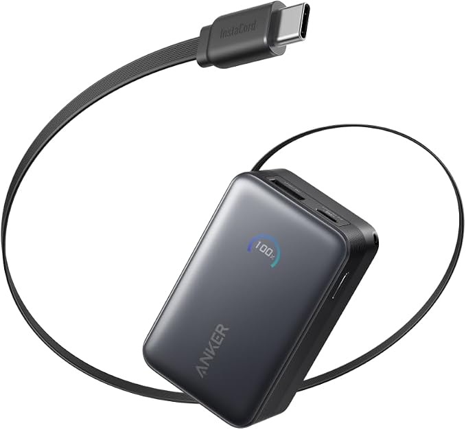 Anker Nano Power Bank(10000mAh, 45W, 巻取り式USB-Cケーブル一体型)